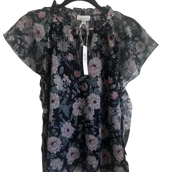 Lucy Paris Sheer Flower print top - Picture 1 of 2